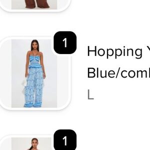 Fashion Nova Blue and White Patterned Jumpsuit